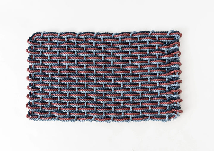 The Rope Co. Collection Handwoven Doormat (Glacier Bay + Pomegranate + Navy)