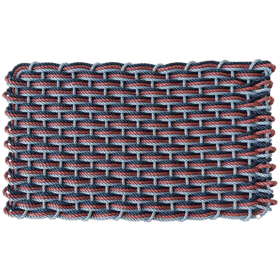 The Rope Co. Collection Handwoven Doormat (Glacier Bay + Pomegranate + Navy)