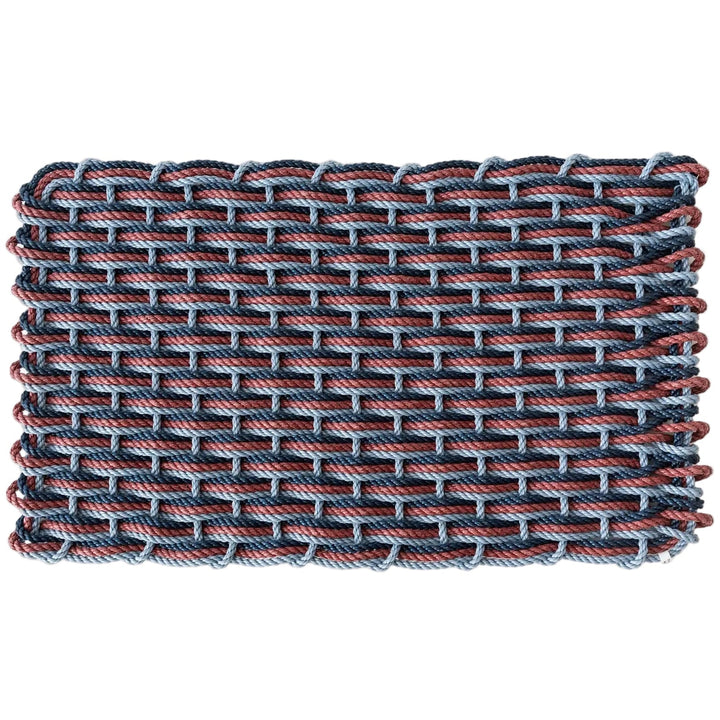 The Rope Co. Collection Handwoven Doormat (Glacier Bay + Pomegranate + Navy)