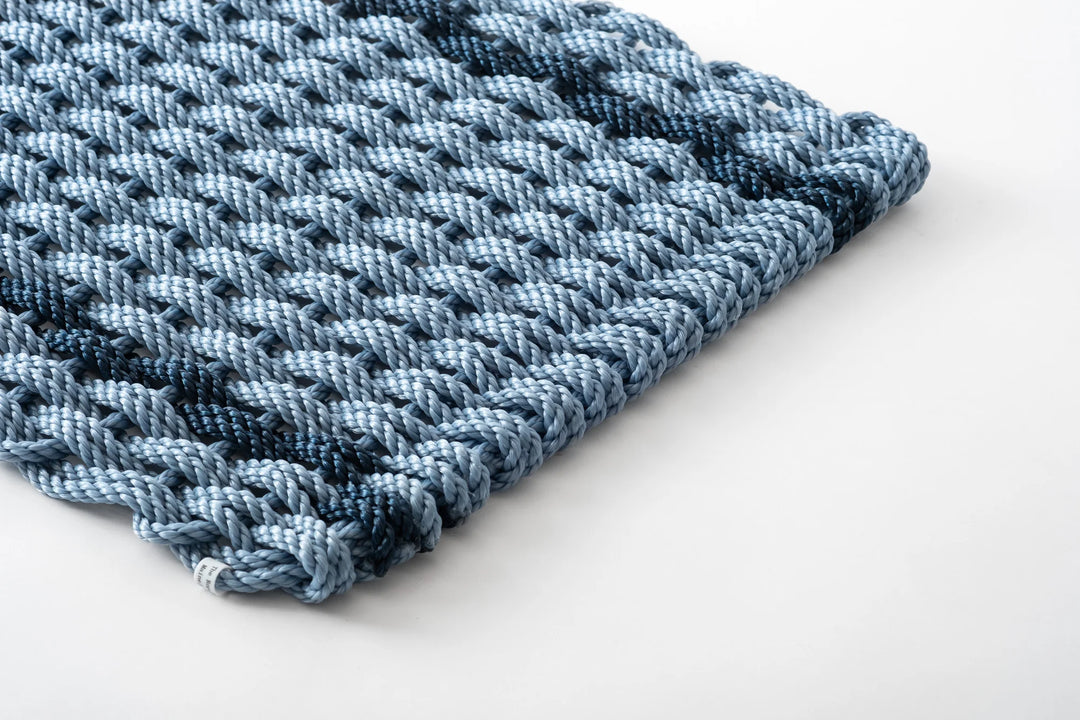 The Rope Co. Collection Handwoven Doormat (Glacier Bay with 2 Navy Stripes)