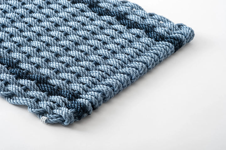 The Rope Co. Collection Handwoven Doormat (Glacier Bay with 2 Navy Stripes)