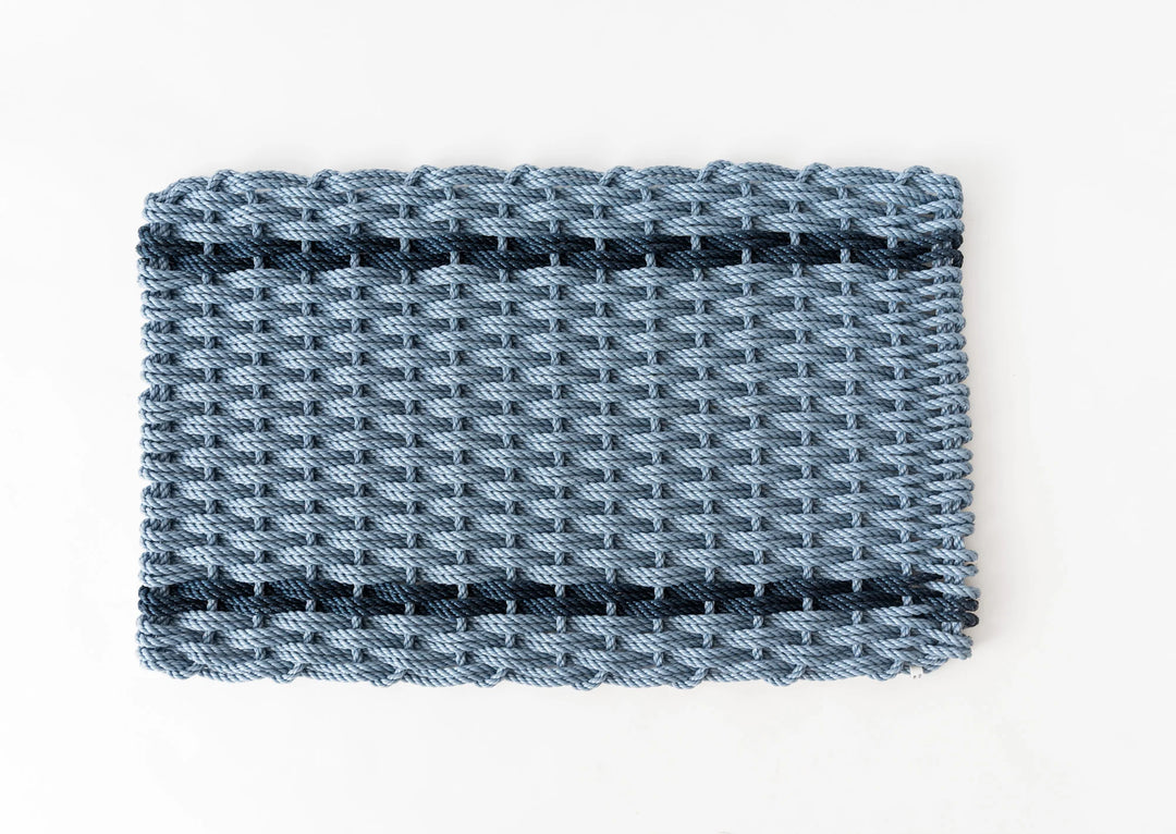 The Rope Co. Collection Handwoven Doormat (Glacier Bay with 2 Navy Stripes)