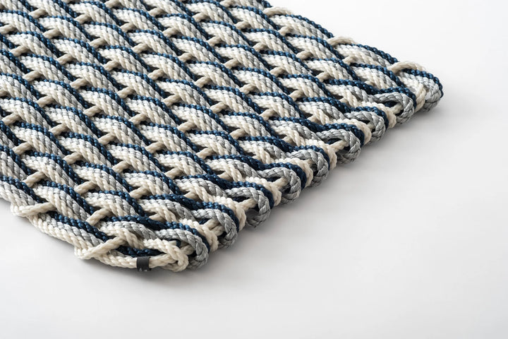 The Rope Co. Collection Handwoven Doormat (Oyster + Weathered Gray + Navy)