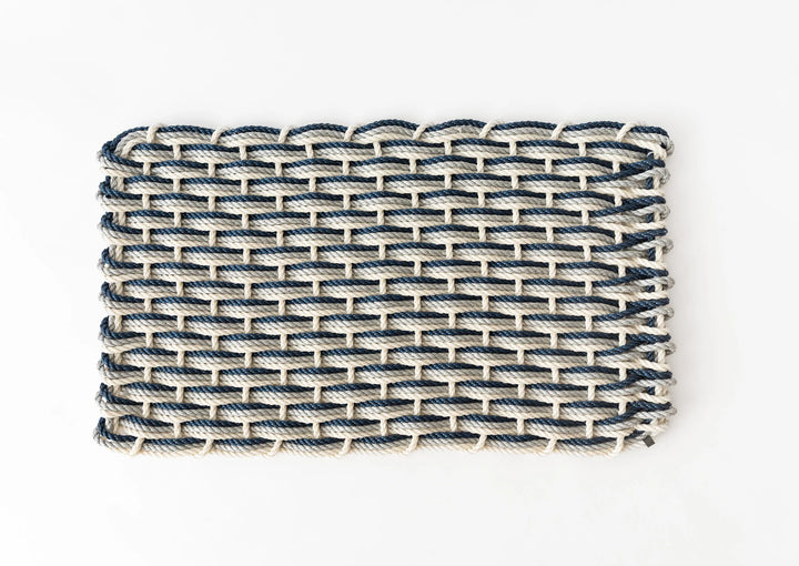 The Rope Co. Collection Handwoven Doormat (Oyster + Weathered Gray + Navy)
