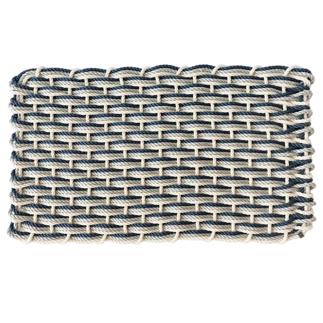 The Rope Co. Collection Handwoven Doormat (Oyster + Weathered Gray + Navy)