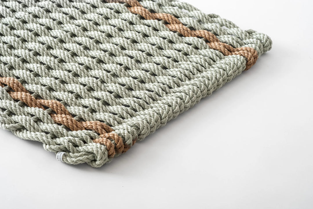 The Rope Co. Collection Handwoven Doormat (Sage with 2 Wheat Stripes)