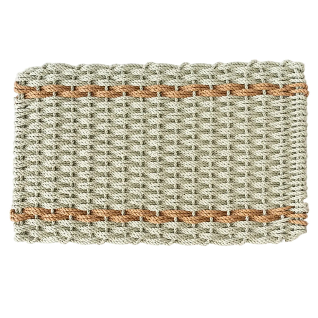 The Rope Co. Collection Handwoven Doormat (Sage with 2 Wheat Stripes)