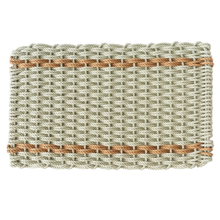 The Rope Co. Collection Handwoven Doormat (Sage with 2 Wheat Stripes)