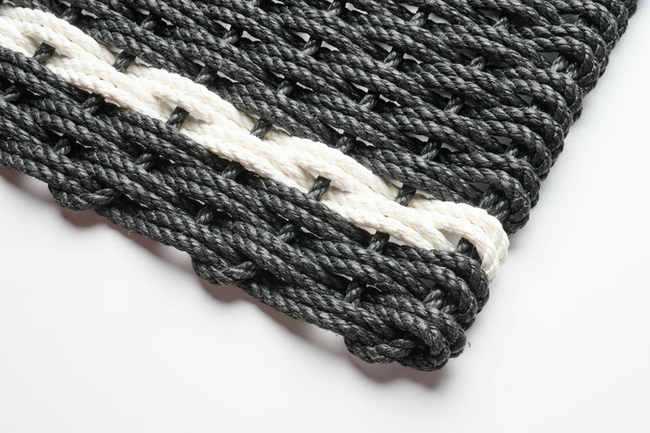 The Rope Co. Handwoven Doormat (Charcoal W/ Pearl Stripes)