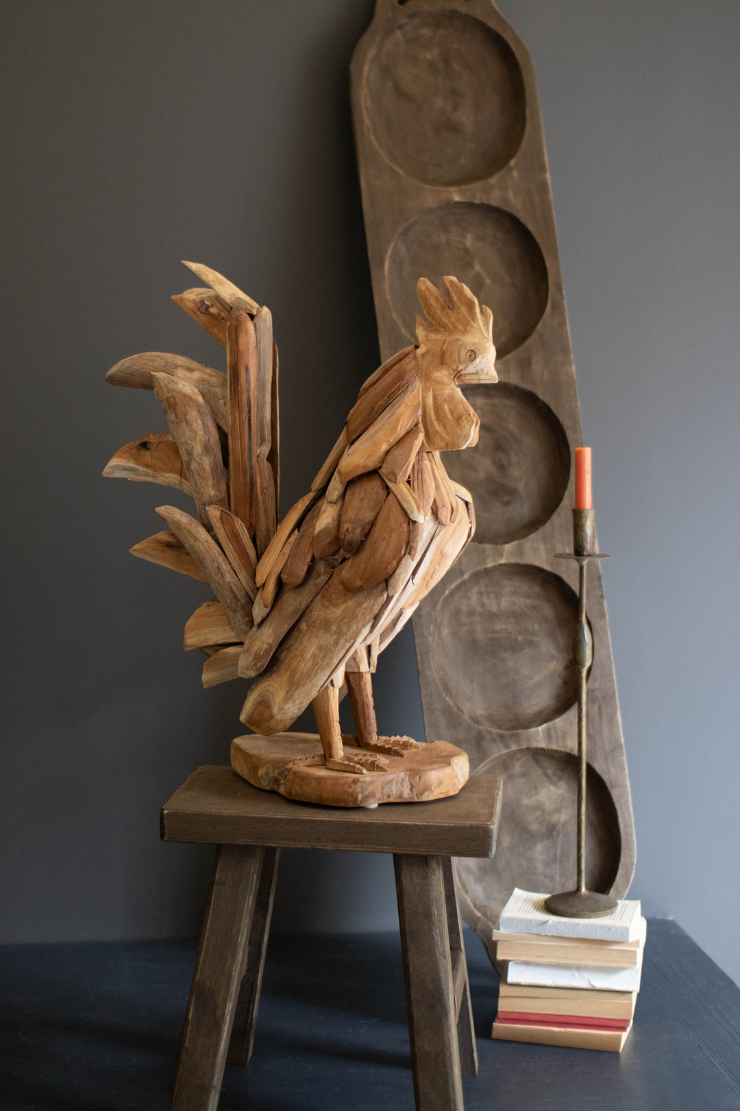Teakwood Rooster Sculpture