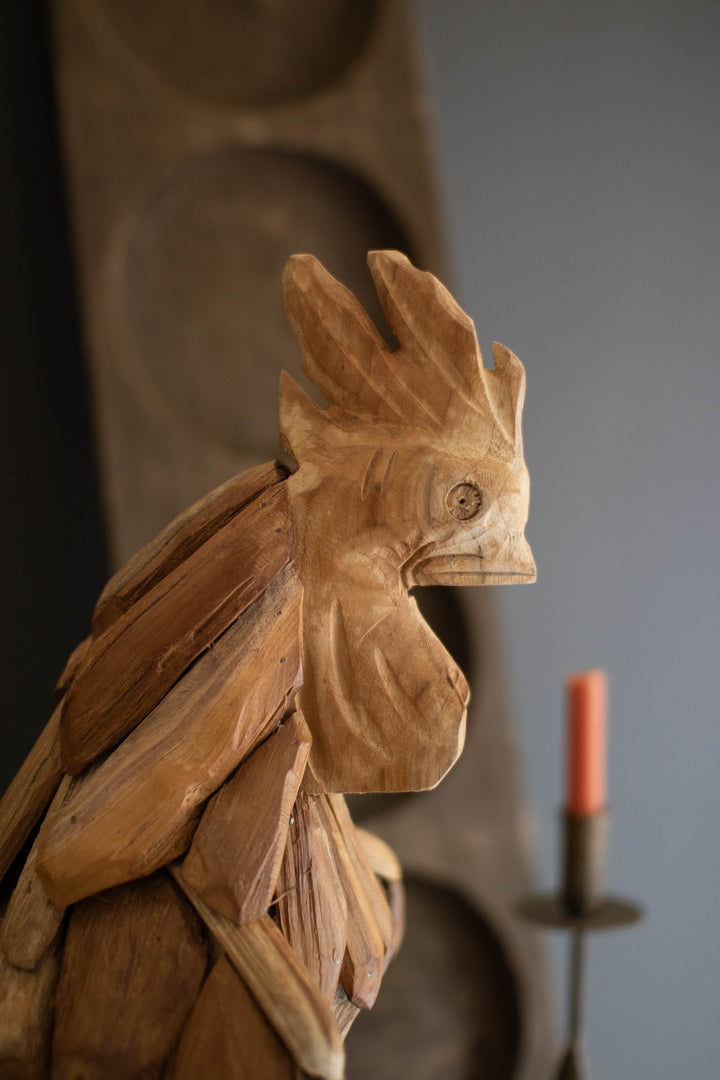 Teakwood Rooster Sculpture