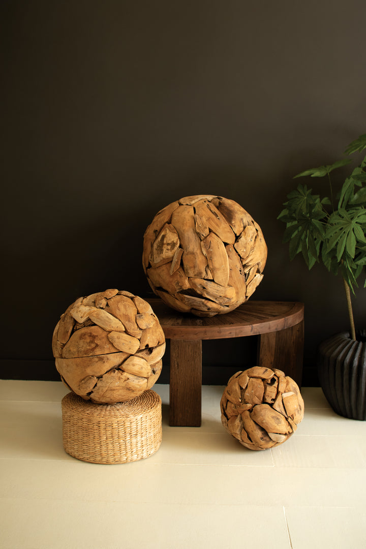 Set of 3 Recycled Teakwood Spheres
