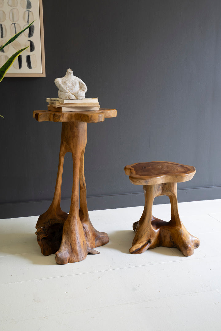 Set of 2 Organic Teakwood Accent Tables