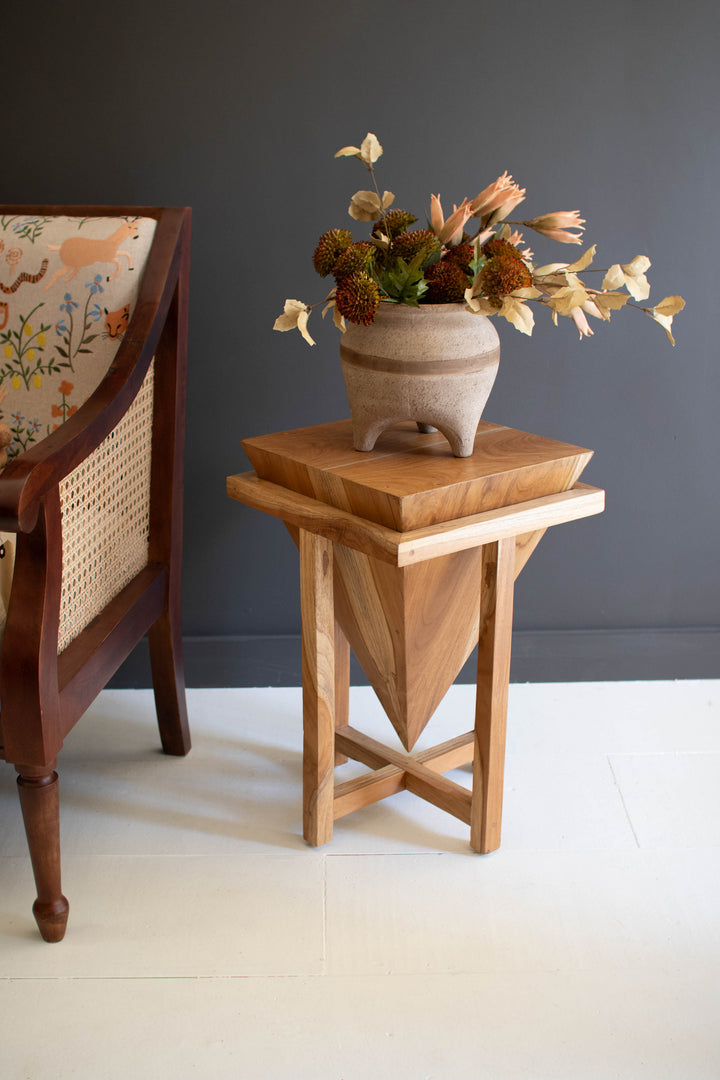 Teakwood Pyramid Side Table
