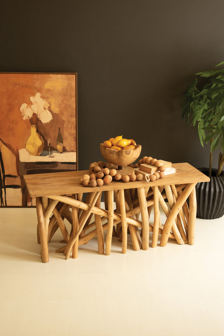 Repurposed Teakwood Branches Rectangle Coffee Table