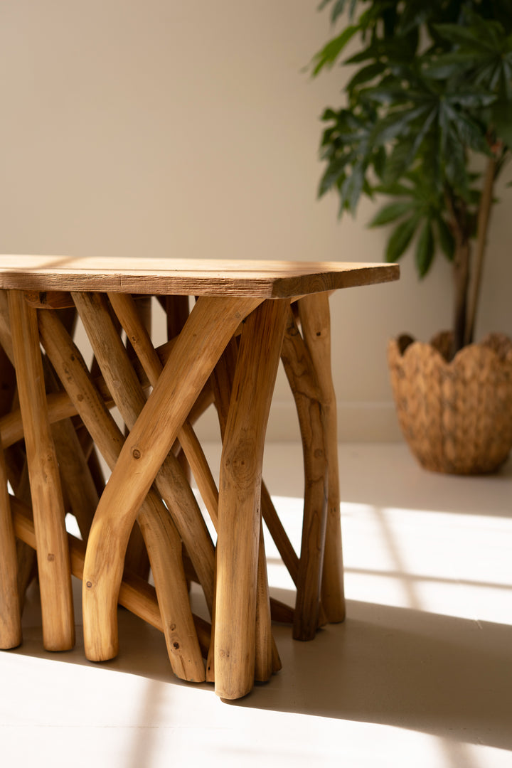 Repurposed Teakwood Branches Rectangle Coffee Table