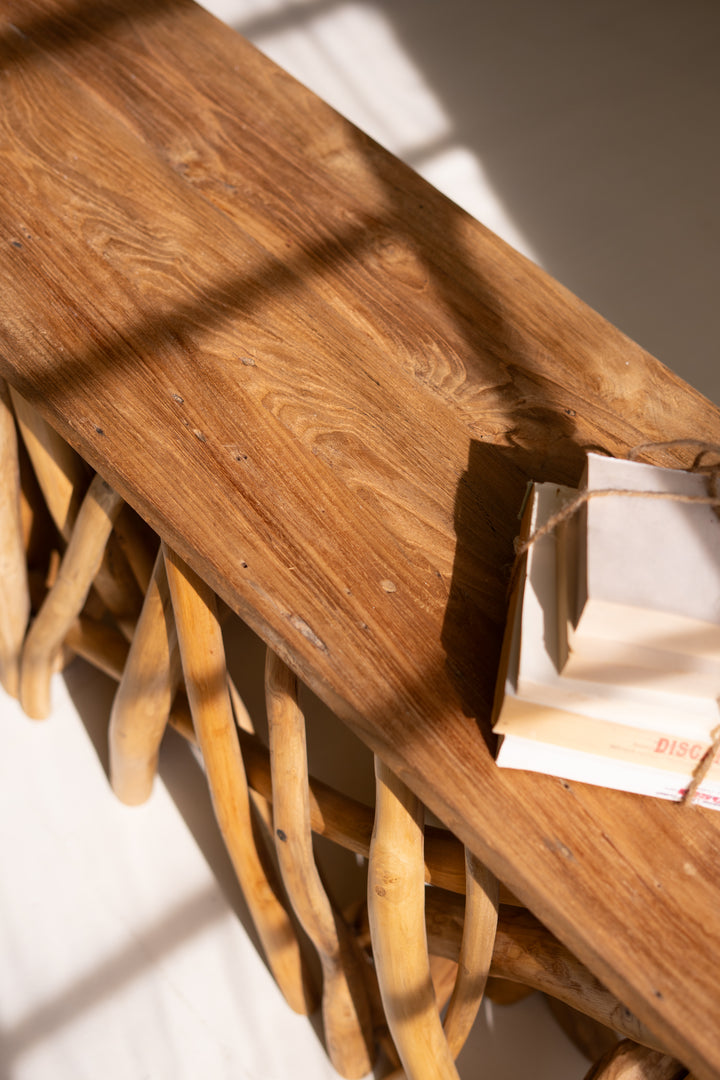 Repurposed Teakwood Branches Rectangle Coffee Table