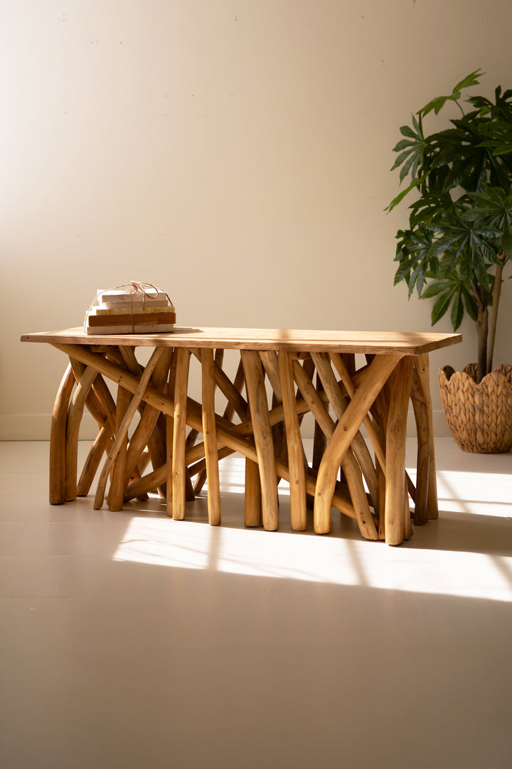 Repurposed Teakwood Branches Rectangle Coffee Table