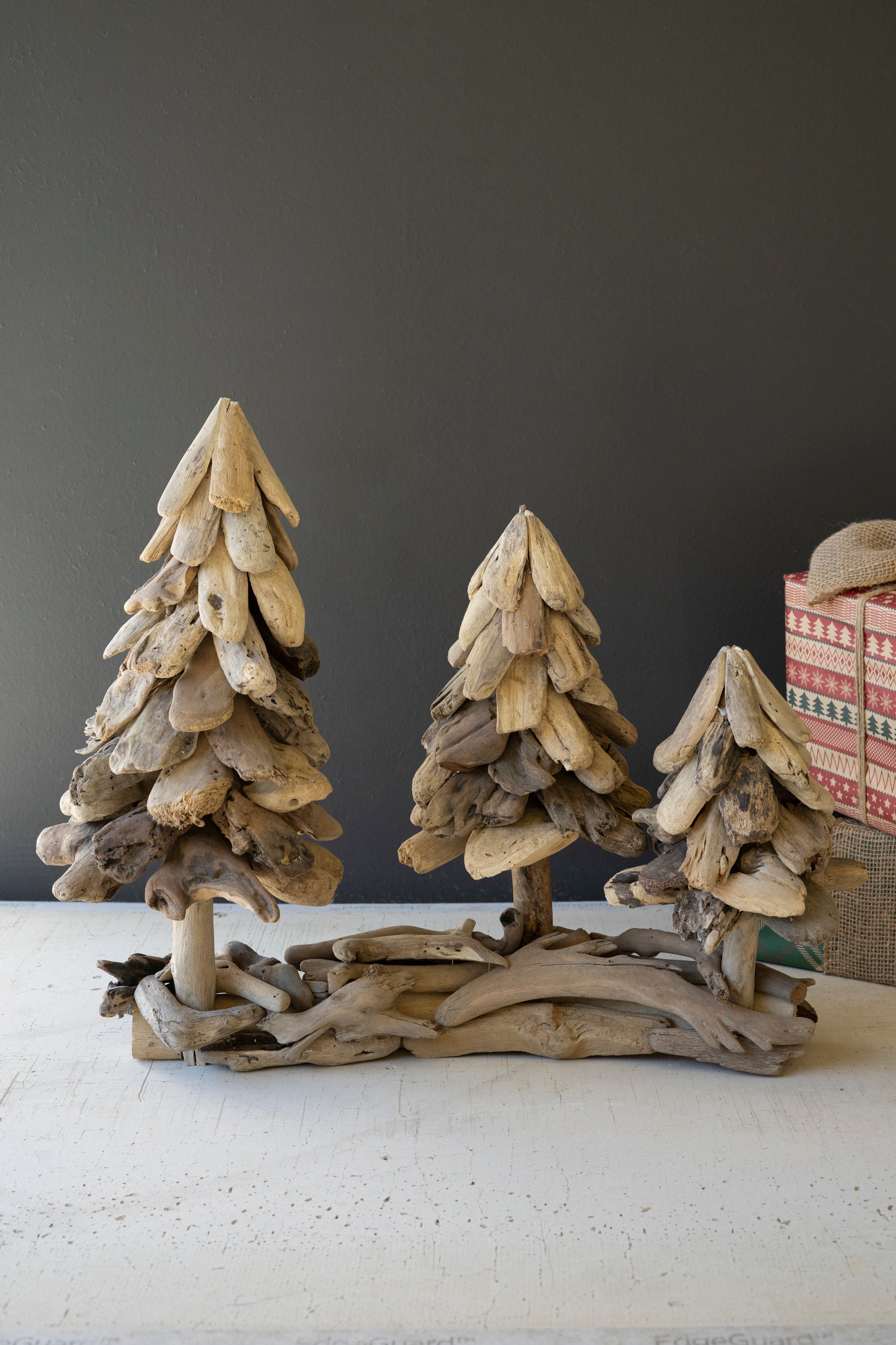 Three Driftwood Christmas Trees on Base - Thumbnail 3