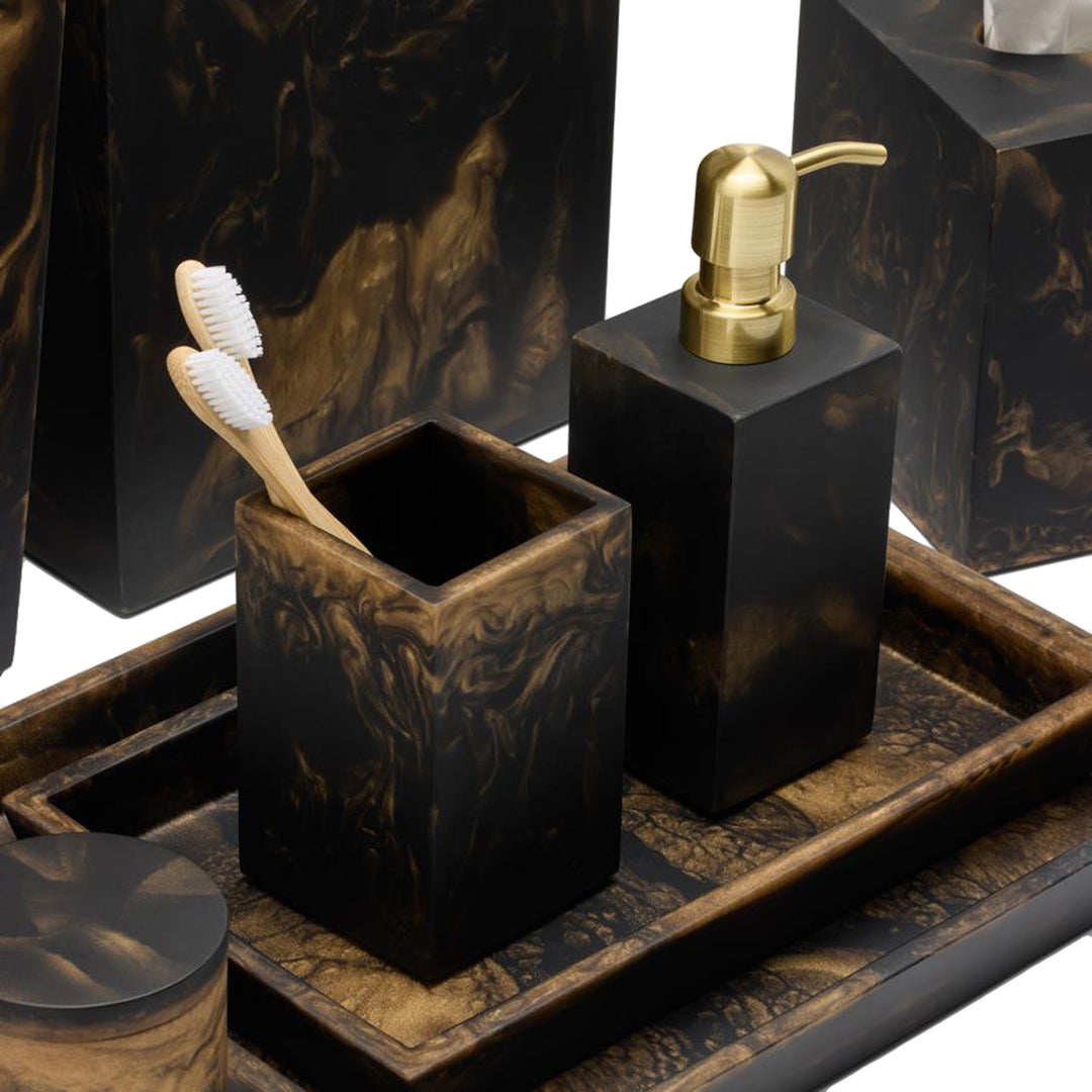 Duluth Black/Gold Swirled Resin Bathroom Accessories