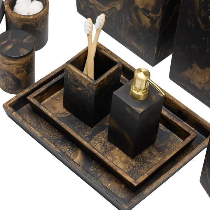 Duluth Black/Gold Swirled Resin Bathroom Accessories