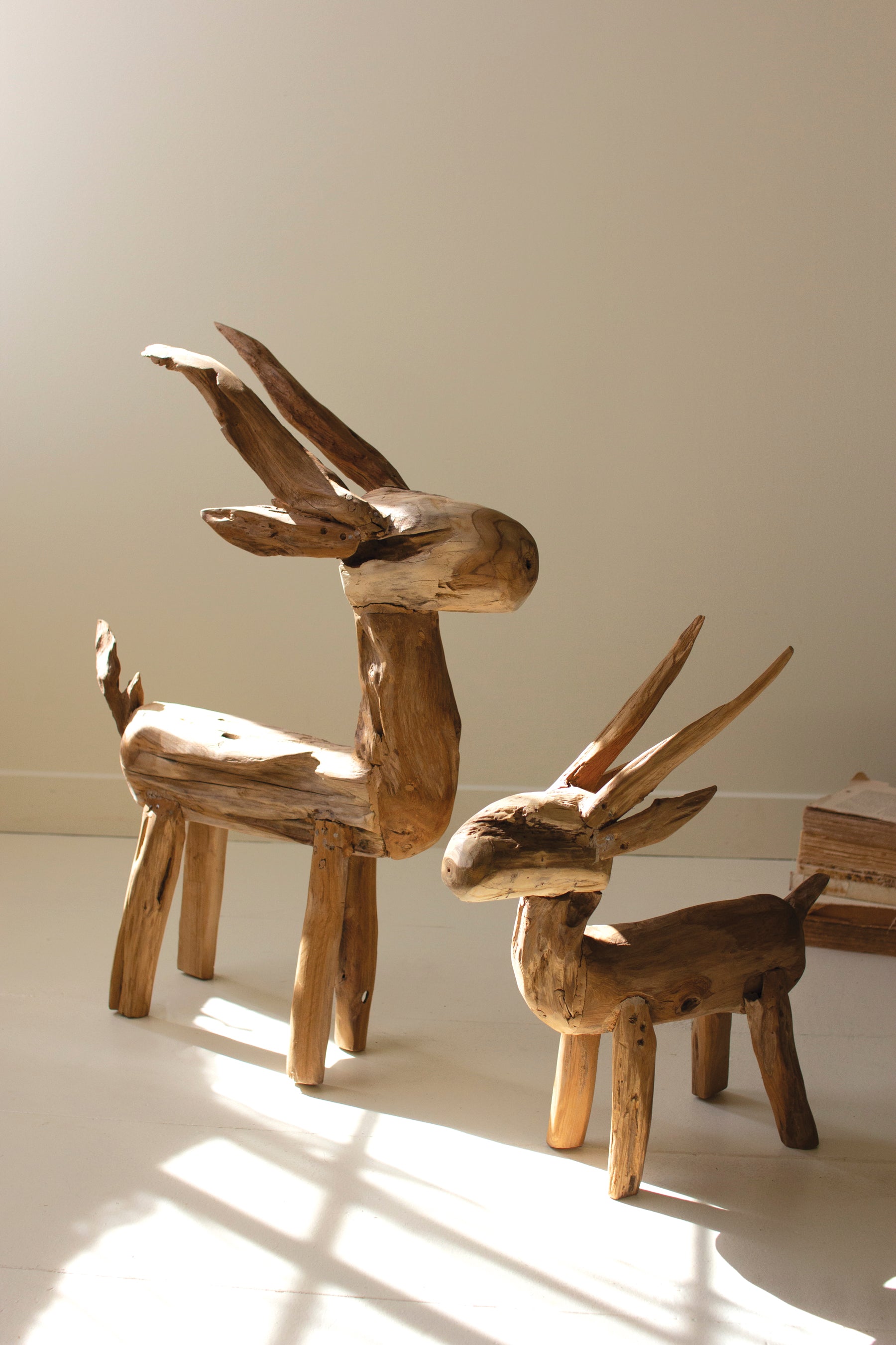 Set of 2 Rustic Teak Reindeer - Thumbnail 5