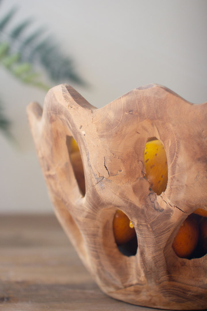 Perforated Teakwood Bowl