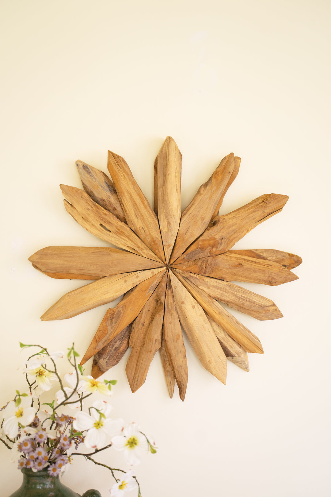 Sunburst Teakwood Wall Sculpture