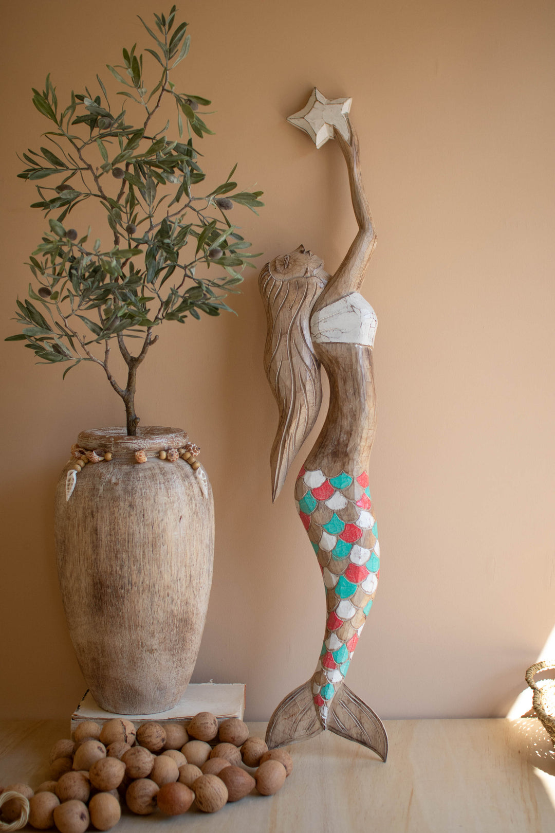 Carved Wooden Mermaid Wall Art