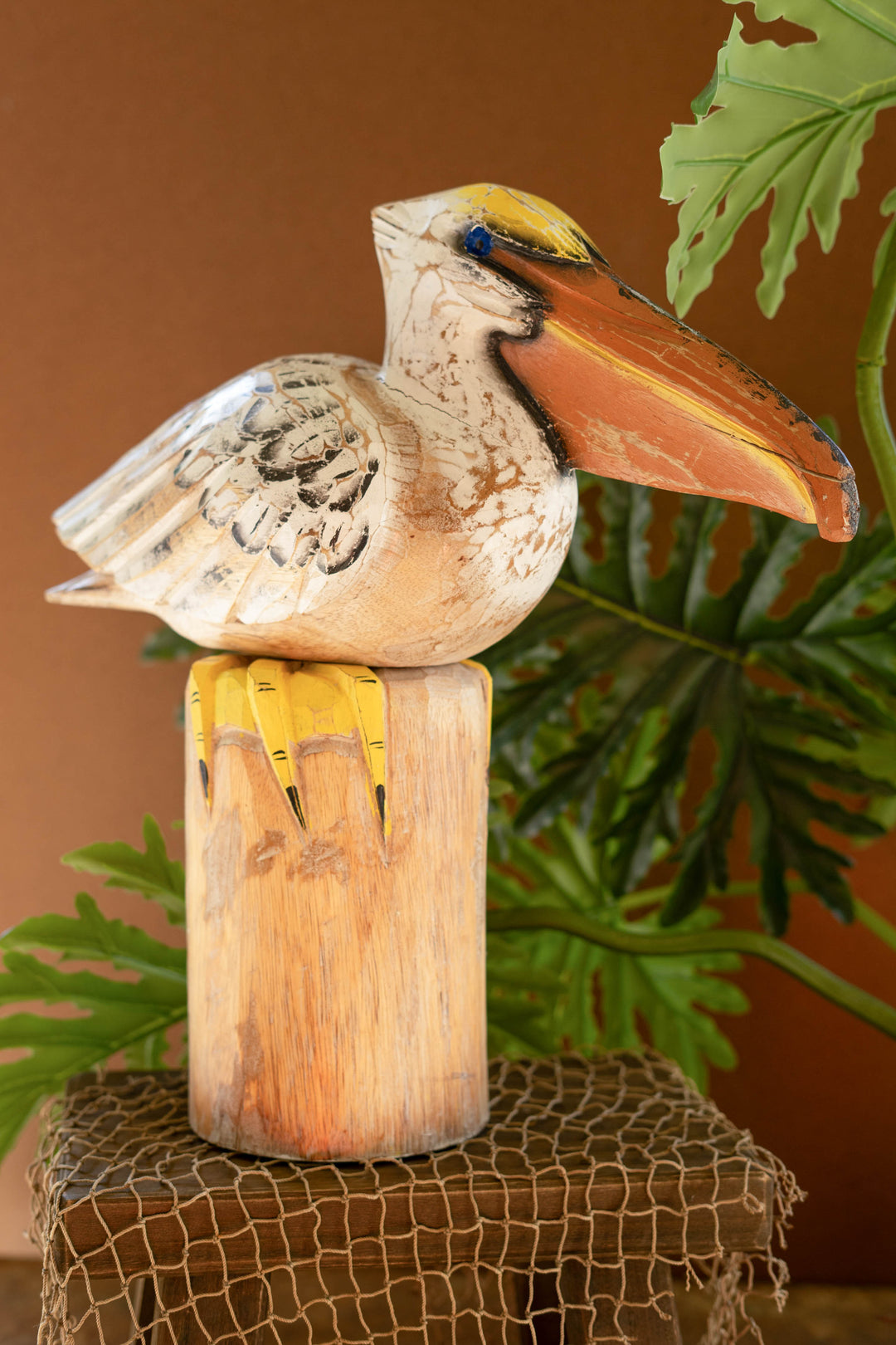 Carved Wood Pelican On A Piling