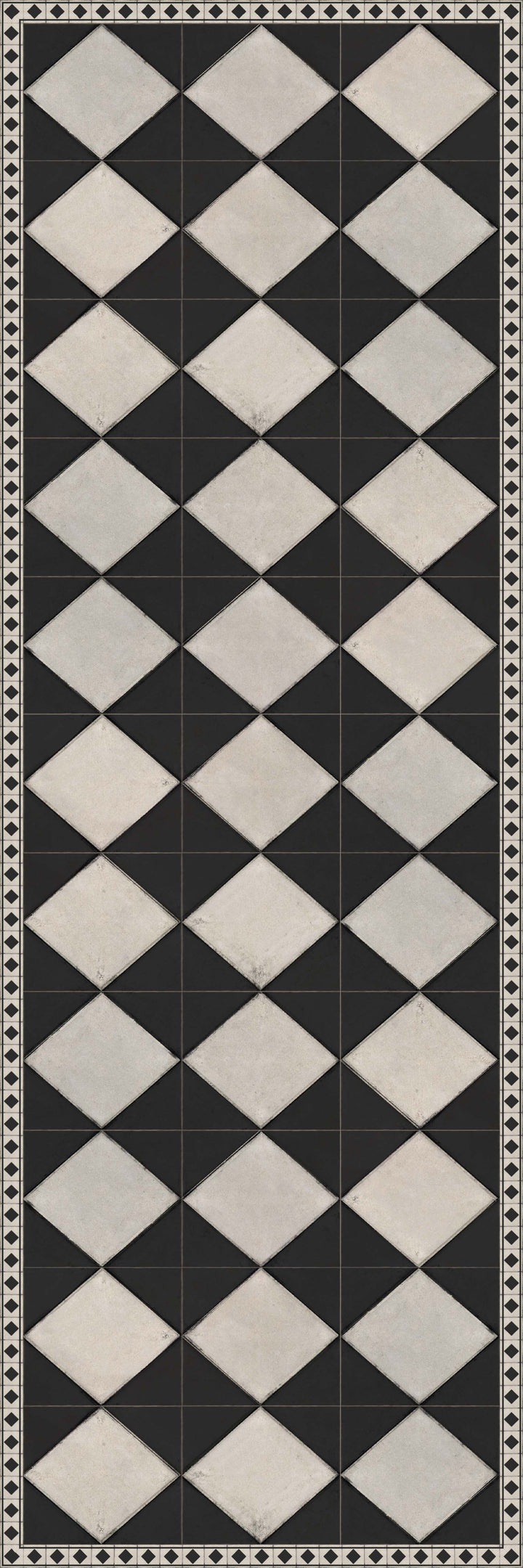 Adama Vinyl Floor Rug (Domino Black-1)