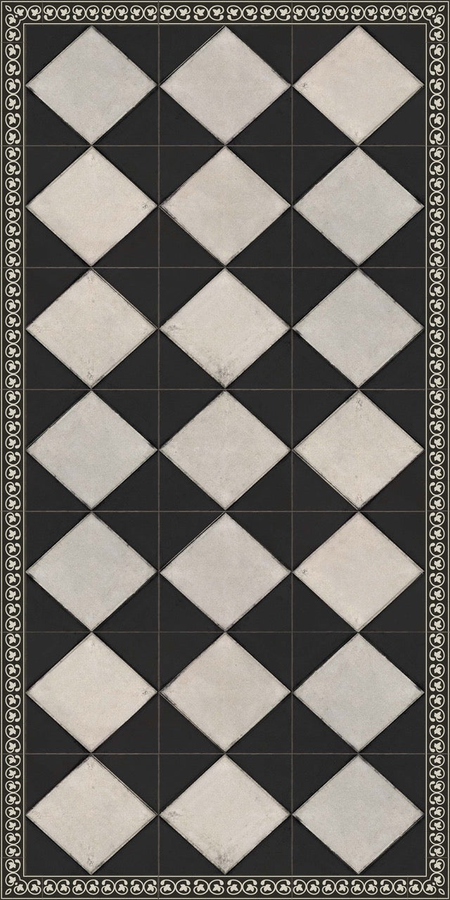 Adama Vinyl Cushioned Comfort Floor Mat (Domino Black-2)