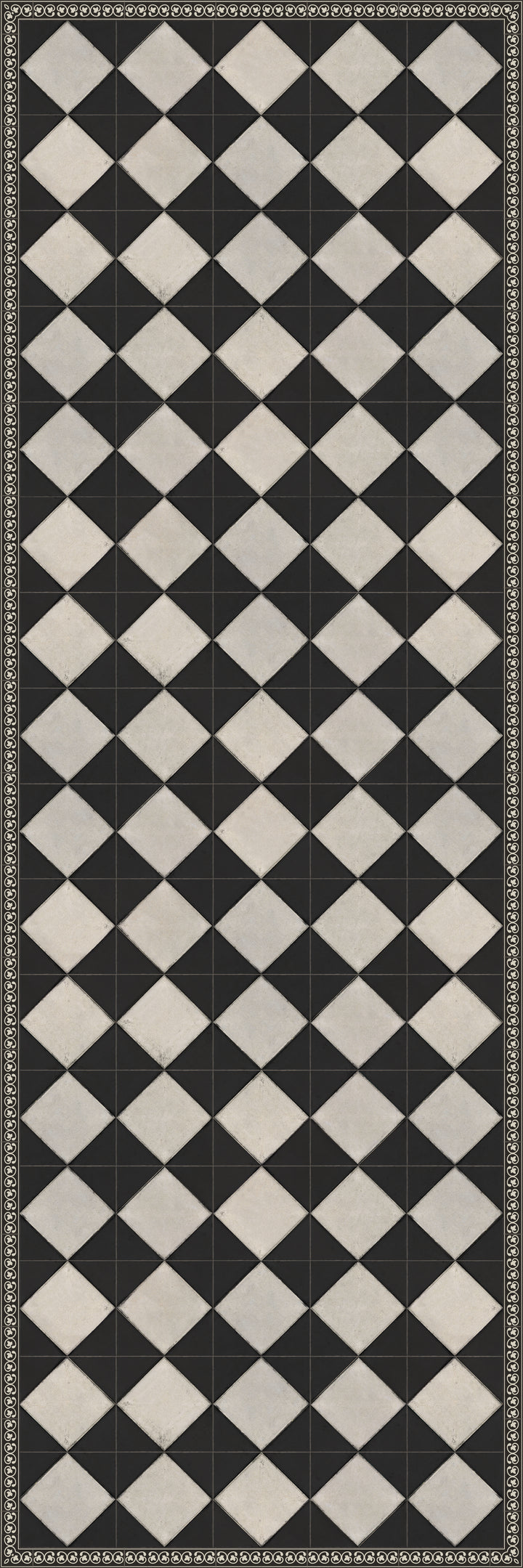 Adama Vinyl Floor Rug (Domino Black-2)