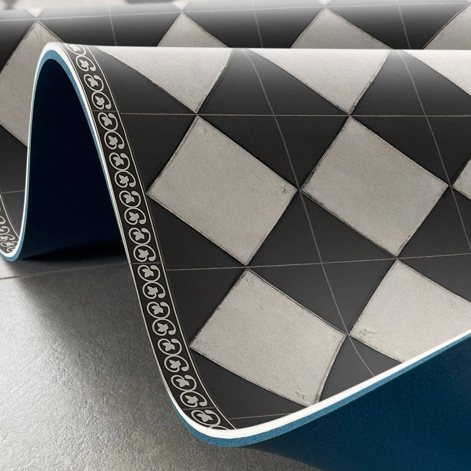 Adama Vinyl Cushioned Comfort Floor Mat (Domino Black-2)