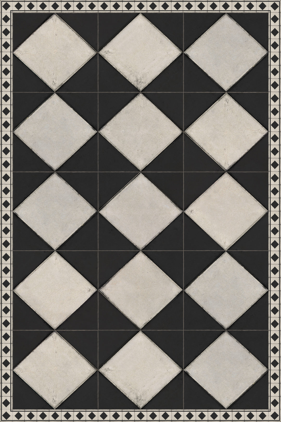 Adama Vinyl Floor Rug (Domino Black-1)