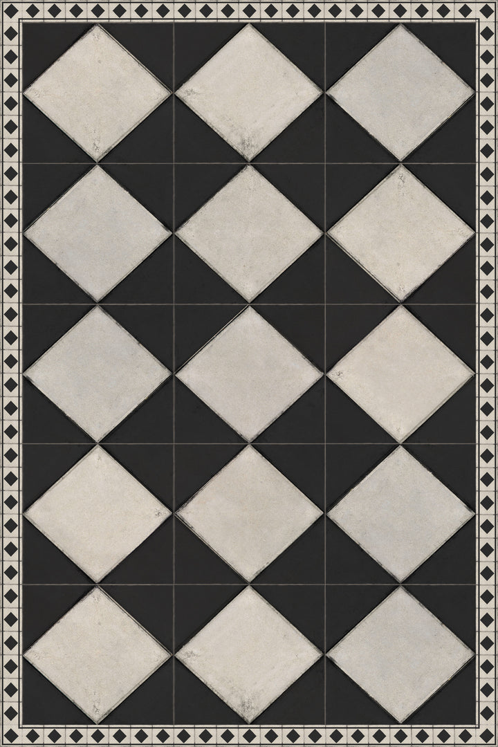 Adama Vinyl Floor Rug (Domino Black-1)