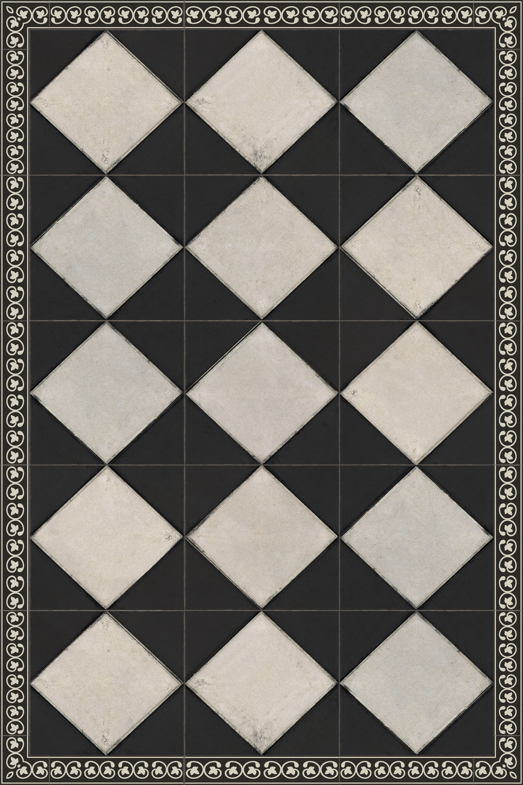 Adama Vinyl Floor Rug (Domino Black-2)