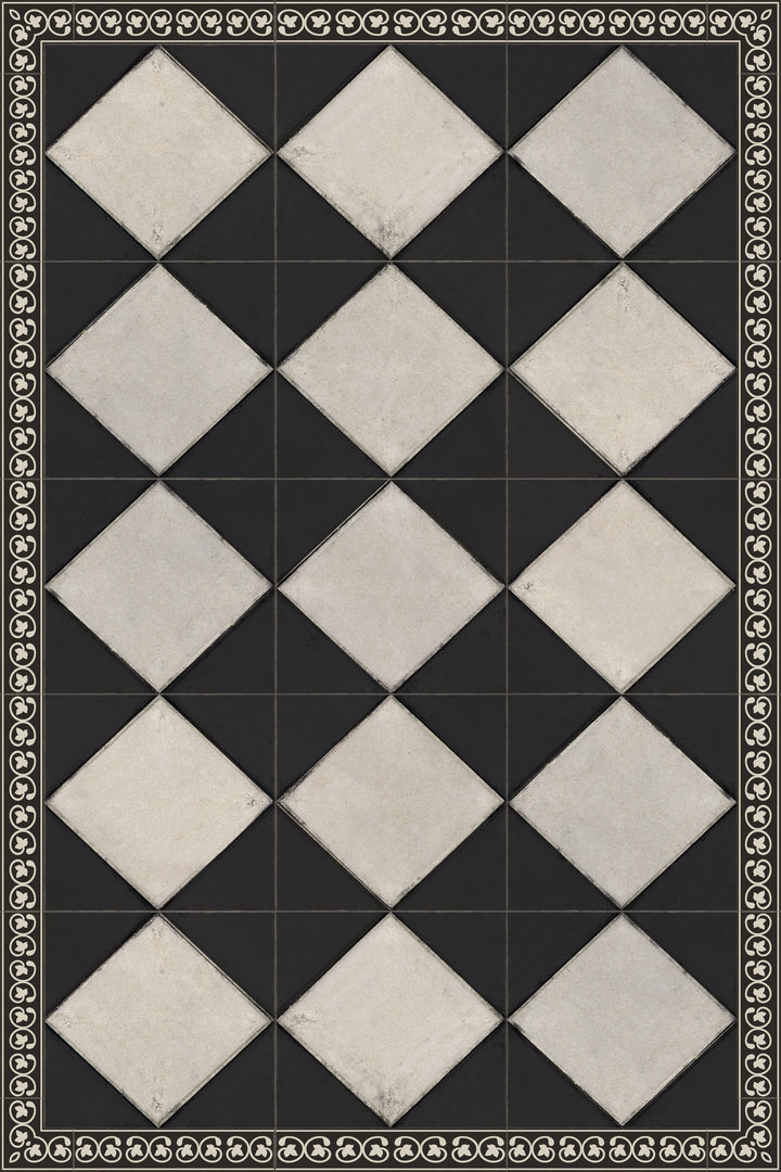 Adama Vinyl Floor Rug (Domino Black-2)