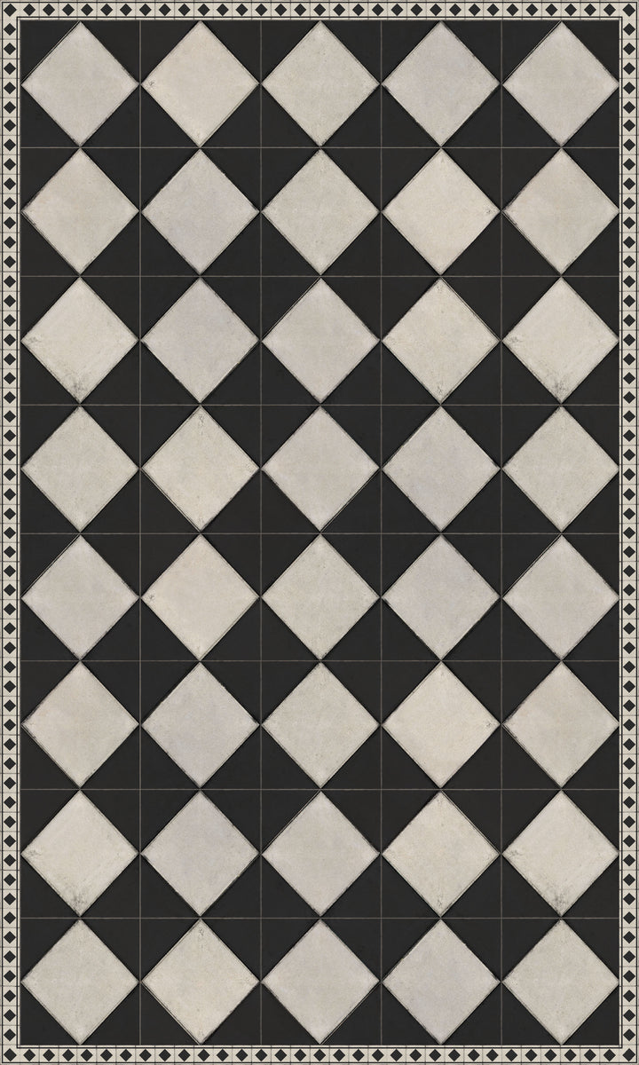 Adama Vinyl Floor Rug (Domino Black-1)