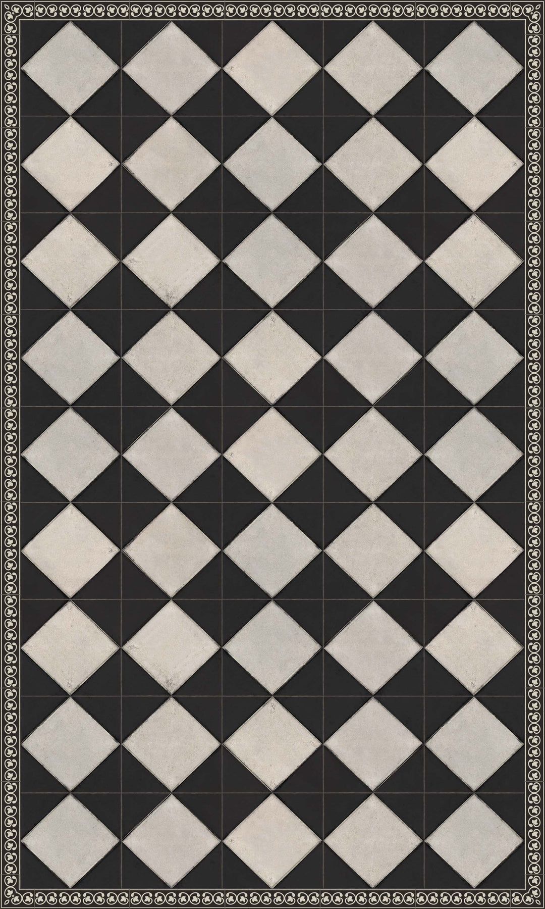 Adama Vinyl Floor Rug (Domino Black-2)