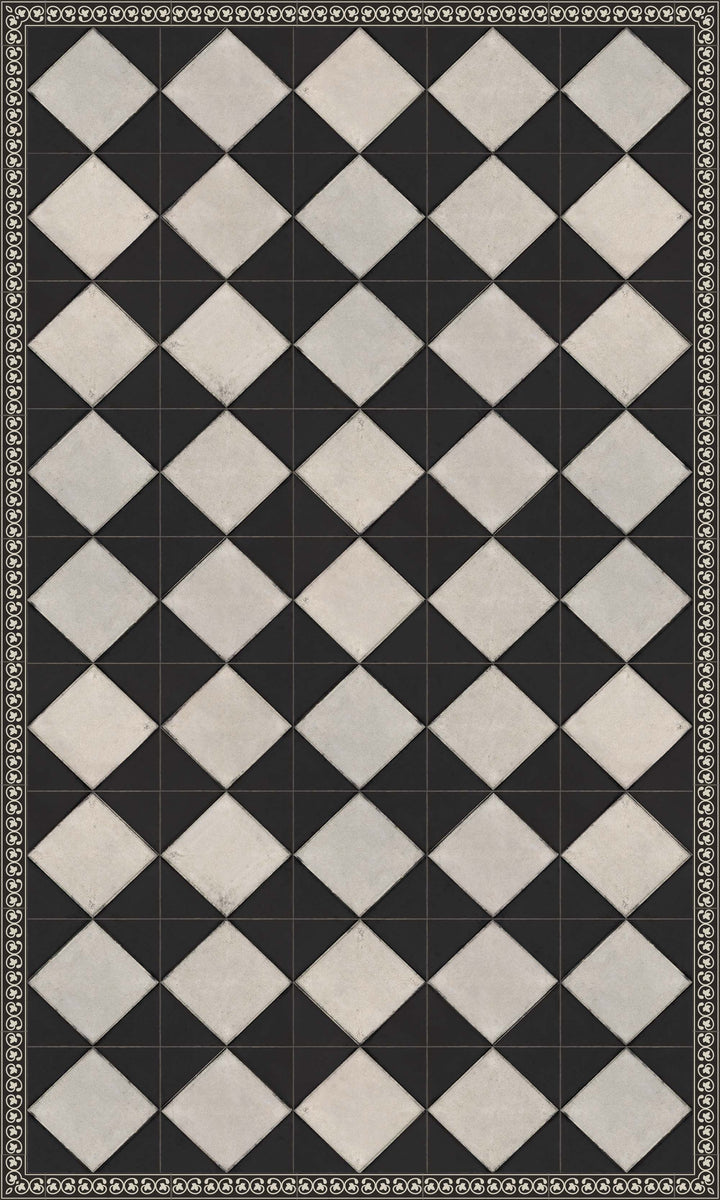 Adama Vinyl Floor Rug (Domino Black-2)