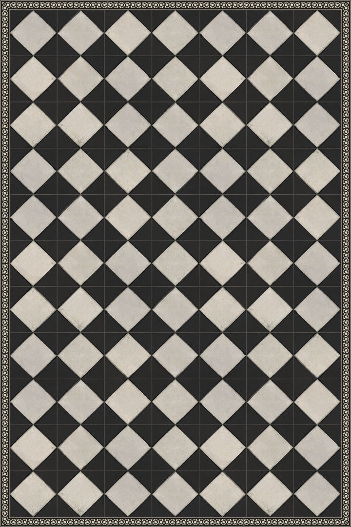 Adama Vinyl Floor Rug (Domino Black-2)