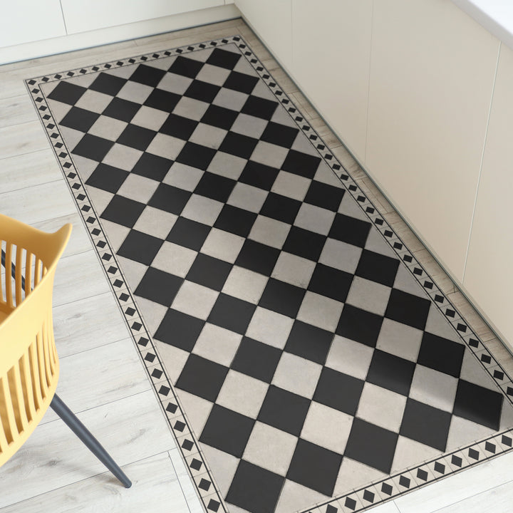 Adama Vinyl Floor Rug (Domino 1_Black) – Hudson & Vine