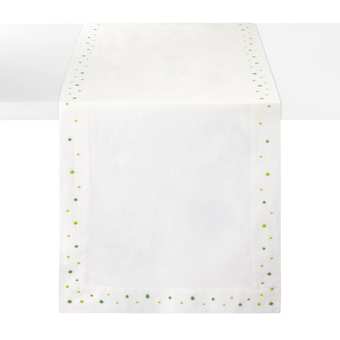 Dots Embroidered Table Runner 15x90 (Green)