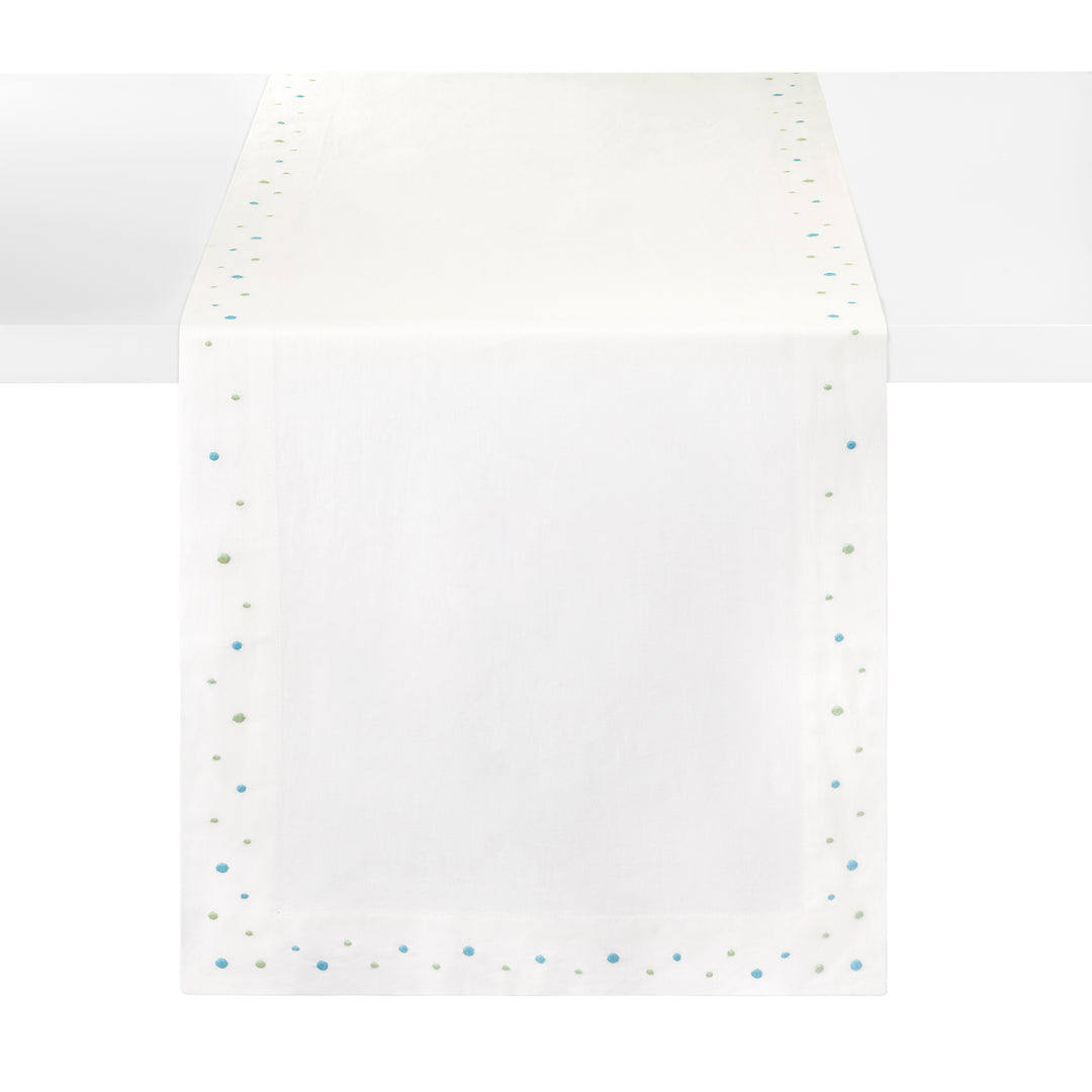 Dots Embroidered Table Runner 15x90 (Teal)