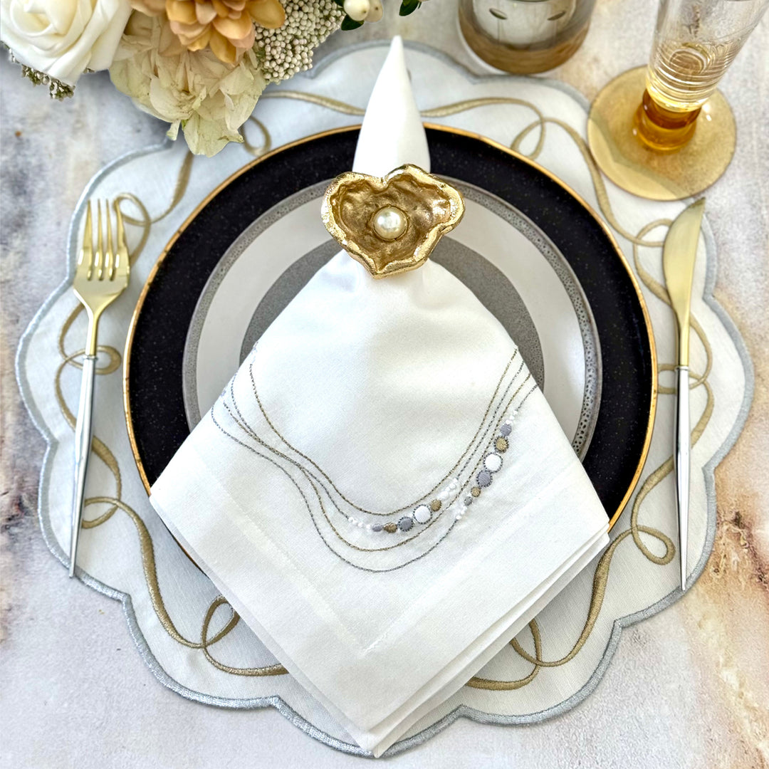 Drift Flow Embroidered Napkins Set/4