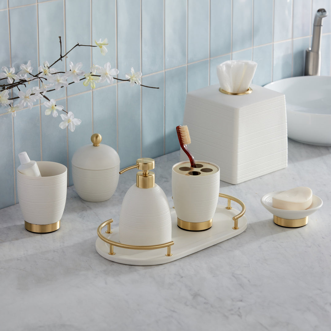 Roselli Trading Dubai  Resin Bathroom Accessories (Brass Trim)