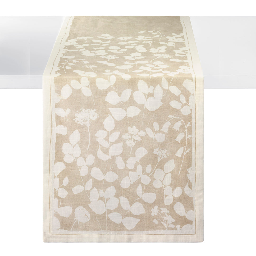 Fleur de Lin Cotton Print Table Runner 15x90 (Beige)