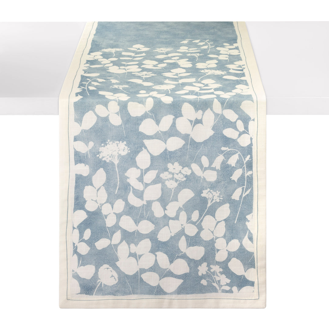 Fleur de Lin Cotton Print Table Runner 15x90 (Blue)