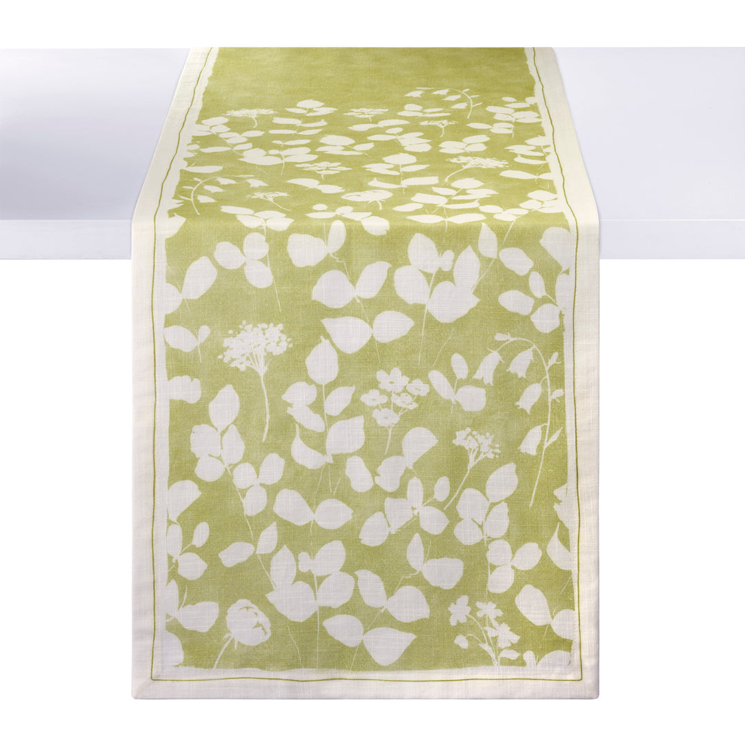 Fleur de Lin Cotton Print Table Runner 15x90 (Green)